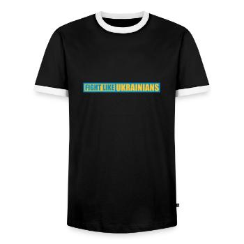 fight like ukrainians quote - Men's Ringer Shirt - black/white - Front - AI Model Female 172 light (172cm) & AI Model Male 178 light (178cm)