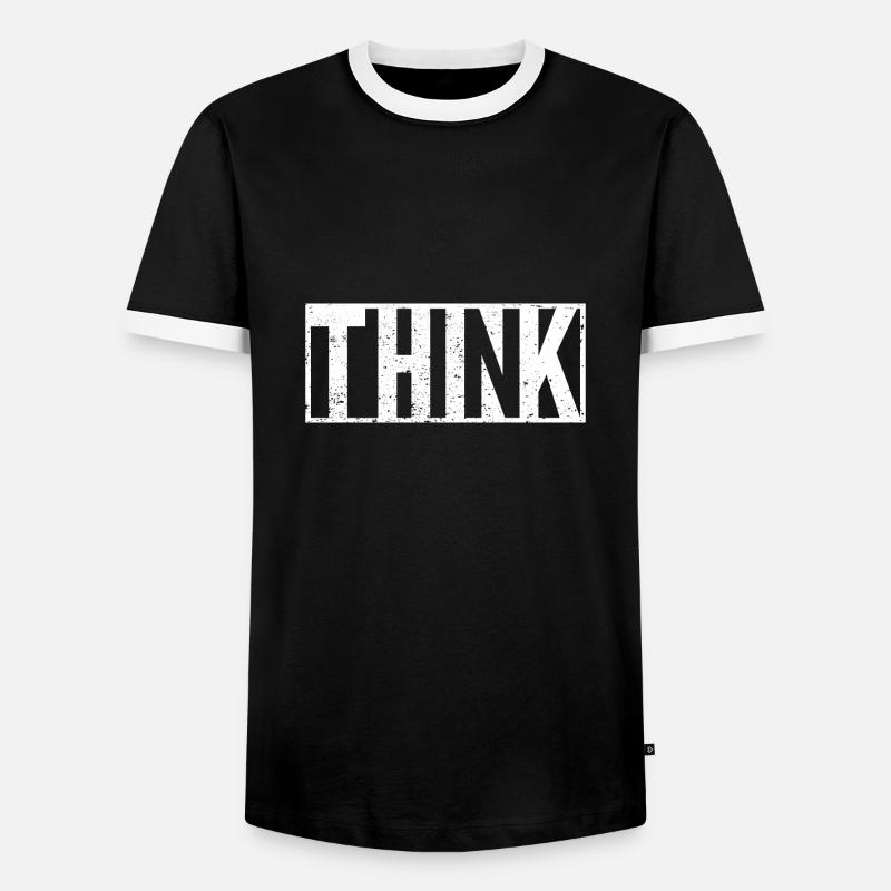 Think Slogan Statement - Men's Ringer Shirt - black/white