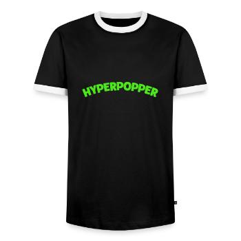 Retro 90s Hyperpop Aesthetic Music - Men's Ringer Shirt - black/white - Front - AI Model Female 172 light (172cm) & AI Model Male 178 light (178cm)