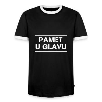 Pamet u glavu Home Gift Croatia Holiday - Men's Ringer Shirt - black/white - Front - AI Model Female 172 light (172cm) & AI Model Male 178 light (178cm)