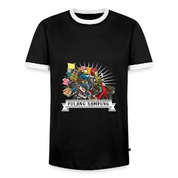 Pulang kampung - T-shirt contrasté Homme - noir/blanc - Devant - AI Model Female 172 light (172cm) & AI Model Male 178 light (178cm)