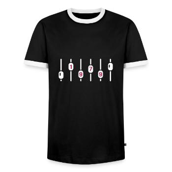 1979 Birthday Disco DJ Anniversary Sound Engineer - Men's Ringer Shirt - black/white - Front - AI Model Female 172 light (172cm) & AI Model Male 178 light (178cm)
