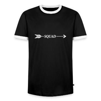 Squad Arrow - Men's Ringer Shirt - black/white - Front - AI Model Female 172 light (172cm) & AI Model Male 178 light (178cm)