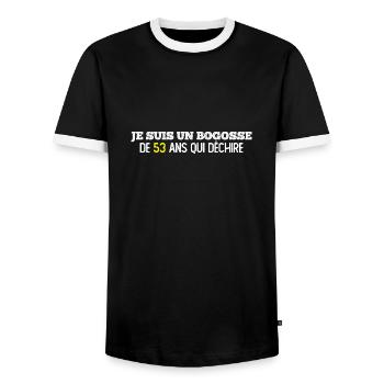 bogosse de 53 ans / cadeau anniversaire homme - T-shirt contrasté Homme - noir/blanc - Devant - AI Model Female 172 light (172cm) & AI Model Male 178 light (178cm)