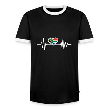 Afrique du Sud - T-shirt contrasté Homme - noir/blanc - Devant - AI Model Female 172 light (172cm) & AI Model Male 178 light (178cm)