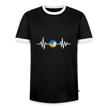 Beachvolleyball - Männer Kontrast-T-Shirt - Schwarz/Weiß - Vorne - AI Model Female 172 light (172cm) & AI Model Male 178 light (178cm)