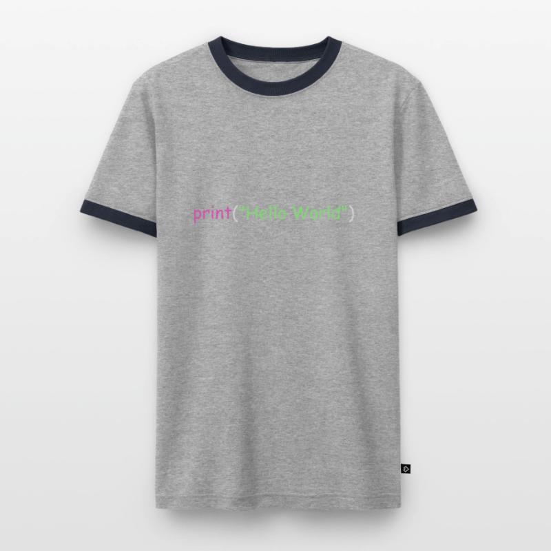 Hello World programmation Python C++ C # T-shirt contrasté Homme
