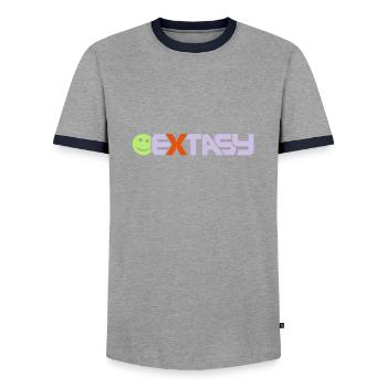Ecstasy__V003 - Männer Kontrast-T-Shirt - Grau/Navy  - Vorne - AI Model Female 172 light (172cm) & AI Model Male 178 light (178cm)