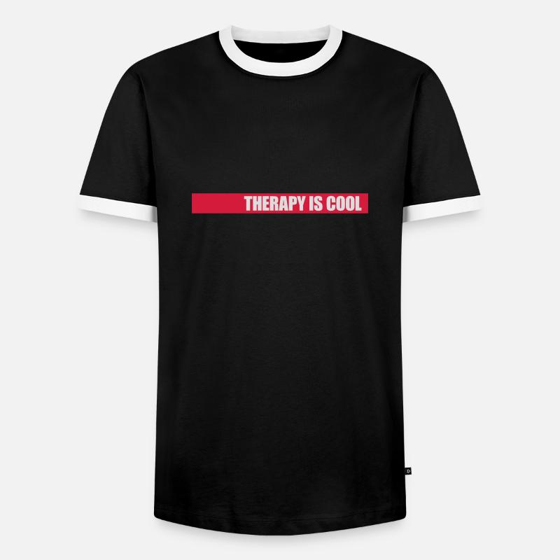 therapy is cool Zitat - Männer Kontrast-T-Shirt - Schwarz/Weiß