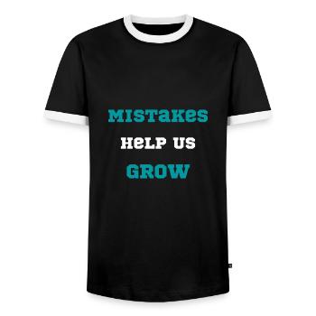 motivation quote Mistakes Help Us Grow typography - Men's Ringer Shirt - black/white - Front - AI Model Female 172 light (172cm) & AI Model Male 178 light (178cm)
