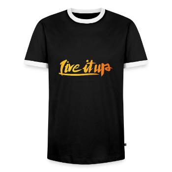Live It Up, Only One Place - Men's Ringer Shirt - black/white - Front - AI Model Female 172 light (172cm) & AI Model Male 178 light (178cm)