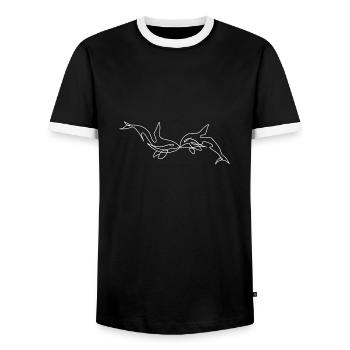 Kissing dolphins - Men's Ringer Shirt - black/white - Front - AI Model Female 172 light (172cm) & AI Model Male 178 light (178cm)