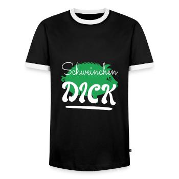Schweinchen Dick - Männer Kontrast-T-Shirt - Schwarz/Weiß - Vorne - AI Model Female 172 light (172cm) & AI Model Male 178 light (178cm)