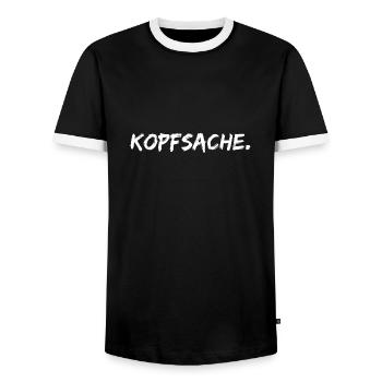 kopfsache - Männer Kontrast-T-Shirt - Schwarz/Weiß - Vorne - AI Model Female 172 light (172cm) & AI Model Male 178 light (178cm)