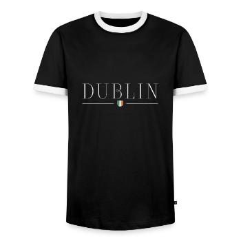 Dublin : culture, charme, joie de vivre - T-shirt contrasté Homme - noir/blanc - Devant - AI Model Female 172 light (172cm) & AI Model Male 178 light (178cm)