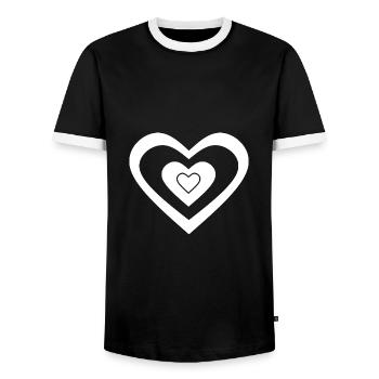 Heart White Valentine's Day - Men's Ringer Shirt - black/white - Front - AI Model Female 172 light (172cm) & AI Model Male 178 light (178cm)