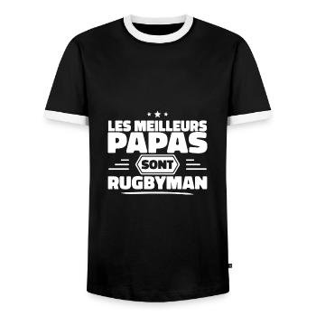 Rugby Meilleur Papa, Fête des Pères - Papas Cadeau - T-shirt contrasté Homme - noir/blanc - Devant - AI Model Female 172 light (172cm) & AI Model Male 178 light (178cm)