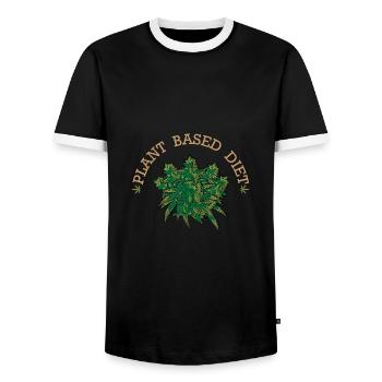 Cannabis chanvre THC 420 Régime alimentaire - T-shirt contrasté Homme - noir/blanc - Devant - AI Model Female 172 light (172cm) & AI Model Male 178 light (178cm)
