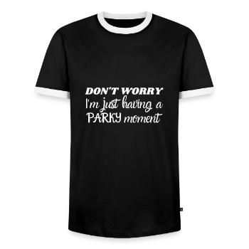 Don't worry, I'm just having a parkinson moment - Men's Ringer Shirt - black/white - Front - AI Model Female 172 light (172cm) & AI Model Male 178 light (178cm)