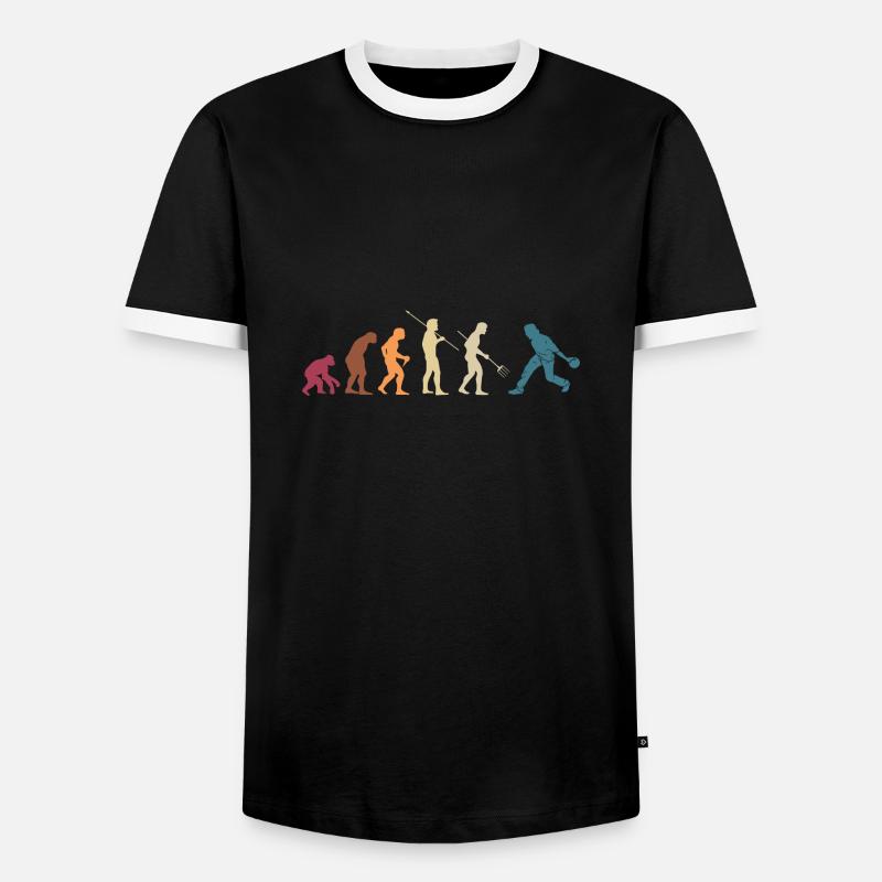 Lustiges Bowling Kegeln Evolution Geschenk - Männer Kontrast-T-Shirt - Schwarz/Weiß