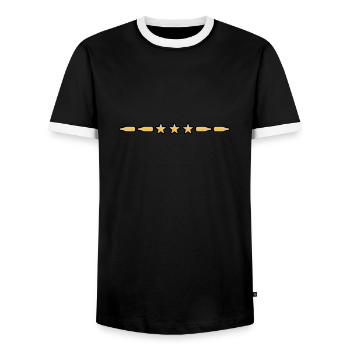 Star Beer Bottles Line Dividing Line - Men's Ringer Shirt - black/white - Front - AI Model Female 172 light (172cm) & AI Model Male 178 light (178cm)