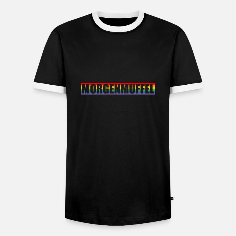 Morgenmuffel regenbogen Silhouette - Männer Kontrast-T-Shirt - Schwarz/Weiß