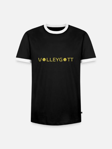 Volleygott Ball gelb - Männer Kontrast-T-Shirt - Schwarz/Weiß