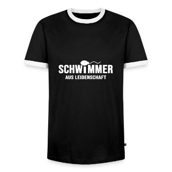 Schwimmer Schwimmtalent schwimmt aus Leidenschaft - Männer Kontrast-T-Shirt - Schwarz/Weiß - Vorne - AI Model Female 172 light (172cm) & AI Model Male 178 light (178cm)