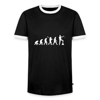 Evolution of lawyers Humor Lawyer - Men's Ringer Shirt - black/white - Front - AI Model Female 172 light (172cm) & AI Model Male 178 light (178cm)