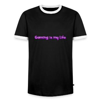 Gaming is my Life - Männer Kontrast-T-Shirt - Schwarz/Weiß - Vorne - AI Model Female 172 light (172cm) & AI Model Male 178 light (178cm)