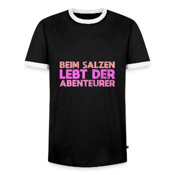 Beim Salzen Lebt Der Abenteurer - Männer Kontrast-T-Shirt - Schwarz/Weiß - Vorne - AI Model Female 172 light (172cm) & AI Model Male 178 light (178cm)