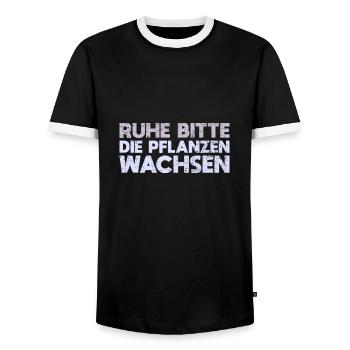 Ruhe Bitte, Die Pflanzen Wachsen - Männer Kontrast-T-Shirt - Schwarz/Weiß - Vorne - AI Model Female 172 light (172cm) & AI Model Male 178 light (178cm)