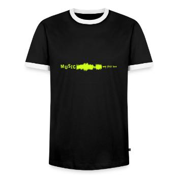 Musique > Mon premier amour > VECTORGRAPHIC - T-shirt contrasté Homme - noir/blanc - Devant - AI Model Female 172 light (172cm) & AI Model Male 178 light (178cm)
