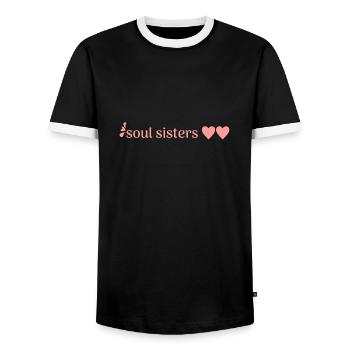Freunde - Männer Kontrast-T-Shirt - Schwarz/Weiß - Vorne - AI Model Female 172 light (172cm) & AI Model Male 178 light (178cm)