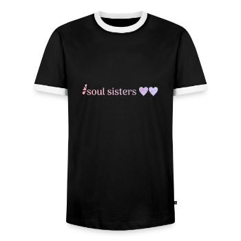 friends - Men's Ringer Shirt - black/white - Front - AI Model Female 172 light (172cm) & AI Model Male 178 light (178cm)