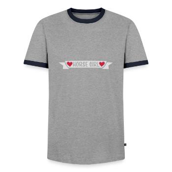 Citation de fille de cheval disant - T-shirt contrasté Homme - gris/marine  - Devant - AI Model Female 172 light (172cm) & AI Model Male 178 light (178cm)