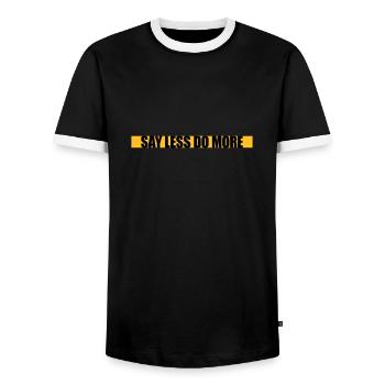 say less do more - Männer Kontrast-T-Shirt - Schwarz/Weiß - Vorne - AI Model Female 172 light (172cm) & AI Model Male 178 light (178cm)
