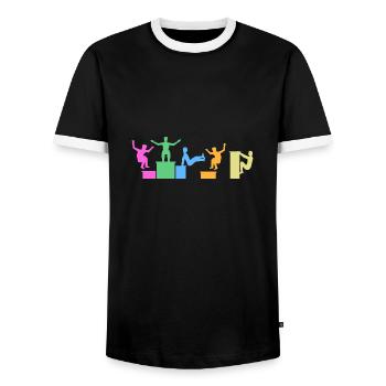 Parkour Traceur Freerunning CityParkour Jump-Art - Men's Ringer Shirt - black/white - Front - AI Model Female 172 light (172cm) & AI Model Male 178 light (178cm)