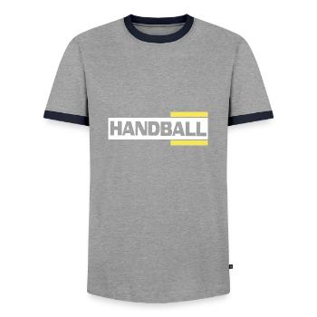 logo du club de handball handballeur - T-shirt contrasté Homme - gris/marine  - Devant - AI Model Female 172 light (172cm) & AI Model Male 178 light (178cm)