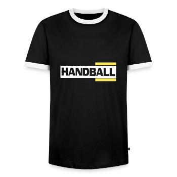 handball handballer vereinslogo - Männer Kontrast-T-Shirt - Schwarz/Weiß - Vorne - AI Model Female 172 light (172cm) & AI Model Male 178 light (178cm)