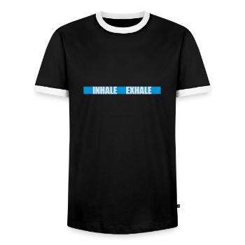 Inspirez expirez Yoga citation - T-shirt contrasté Homme - noir/blanc - Devant - AI Model Female 172 light (172cm) & AI Model Male 178 light (178cm)