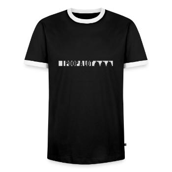 I poop a lot - Men's Ringer Shirt - black/white - Front - AI Model Female 172 light (172cm) & AI Model Male 178 light (178cm)