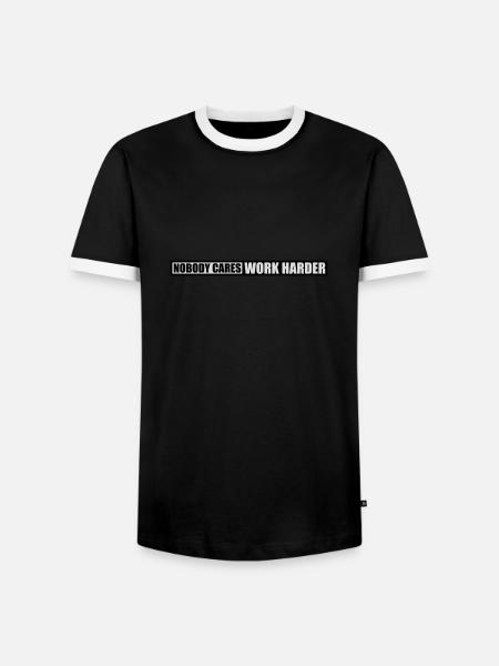 nobody cares work harder - Men's Ringer Shirt - black/white
