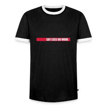 say less do more - Männer Kontrast-T-Shirt - Schwarz/Weiß - Vorne - AI Model Female 172 light (172cm) & AI Model Male 178 light (178cm)