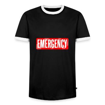 emergency - Men's Ringer Shirt - black/white - Front - AI Model Female 172 light (172cm) & AI Model Male 178 light (178cm)