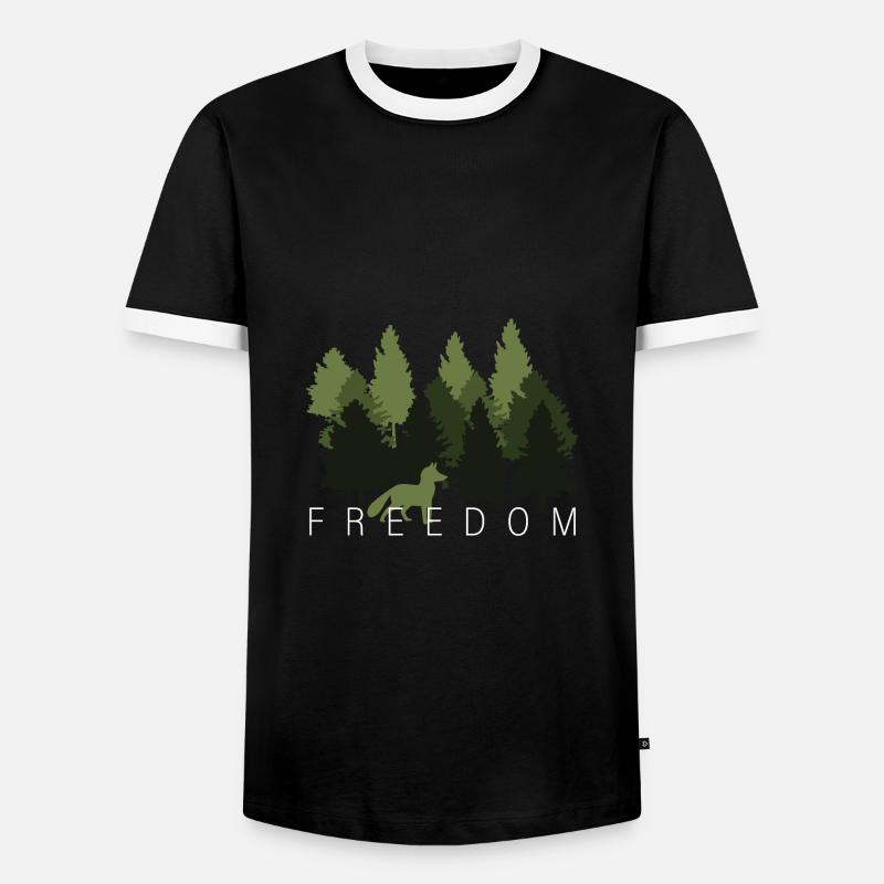 Fuchs Wald Freiheit Spruch - Männer Kontrast-T-Shirt - Schwarz/Weiß