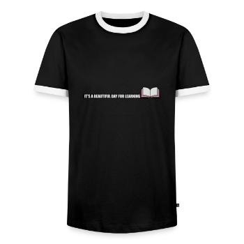 beautiful day for learning - Men's Ringer Shirt - black/white - Front - AI Model Female 172 light (172cm) & AI Model Male 178 light (178cm)