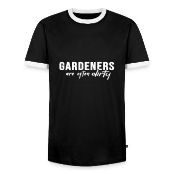 Gardening Organic Garden Self-catering Allotment Garden - Men's Ringer Shirt - black/white - Front - AI Model Female 172 light (172cm) & AI Model Male 178 light (178cm)