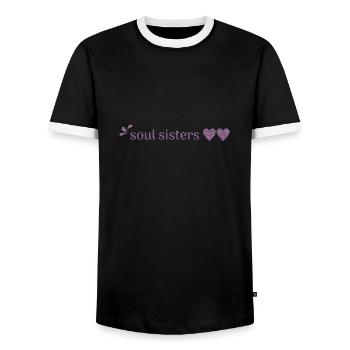 Friends - Soul Sisters - Men's Ringer Shirt - black/white - Front - AI Model Female 172 light (172cm) & AI Model Male 178 light (178cm)