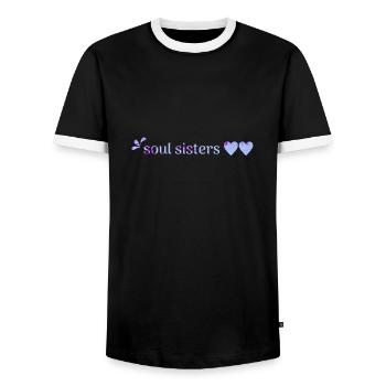 freunde - Männer Kontrast-T-Shirt - Schwarz/Weiß - Vorne - AI Model Female 172 light (172cm) & AI Model Male 178 light (178cm)